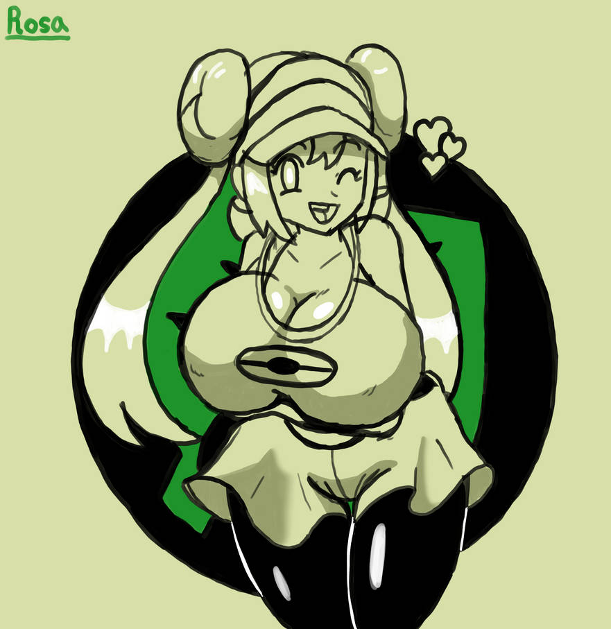 1girls, alternate breast size, breast expansion, breast growth, breast growth (enlargement), breasts, cleavage, female, female only, huge breasts, nintendo, pokemon, pokemon bw2, roga14, rosa (pokemon), simple background, solo, solo female, teenage girl