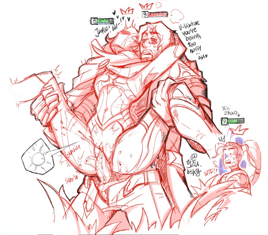 2boys, 2d, 2d (artwork), 3boys, arcane, arcane jayce, arcane viktor, balls, balls under clothes, big penis, breeding, breeding kink, carrying, carrying partner, clothed male, clothed sex, cum, cum in pussy, cum inside, cumming, cumming in pussy, cumming while penetrated, cuntboy, cuntboy penetrated, cuntboy/male, ejaculating cum, ejaculation, full nelson, full nelson (legs held), gay, gay sex, high resolution, highres, intersex, jayce talis, l3mdzz, large penis, league of legends, male, male penetrated, male penetrating, male penetrating male, male pregnancy, male/male, pants open, penis, penis in pussy, penis out, pregnancy, pregnant, pregnant cuntboy, pregnant male, pregnant sex, pussy, pussy juice, pussy juice drip, riot games, stand and carry position, standing, standing sex, vagina, vaginal fluids, vaginal penetration, vaginal sex, video game character, video games, viktor (league of legends), yaoi, yaoi with male audience