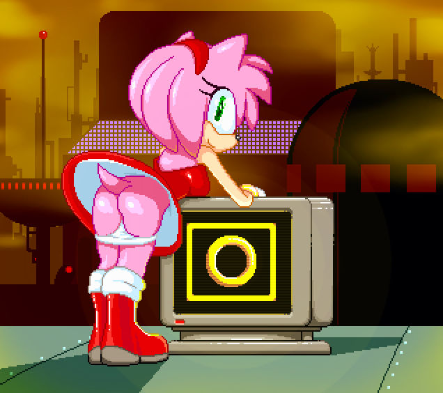 amy_rose hotred is_(artist) monitor pink_fur pink_hair ring_monitor scrap_brain servedasis solo sonic_(series)