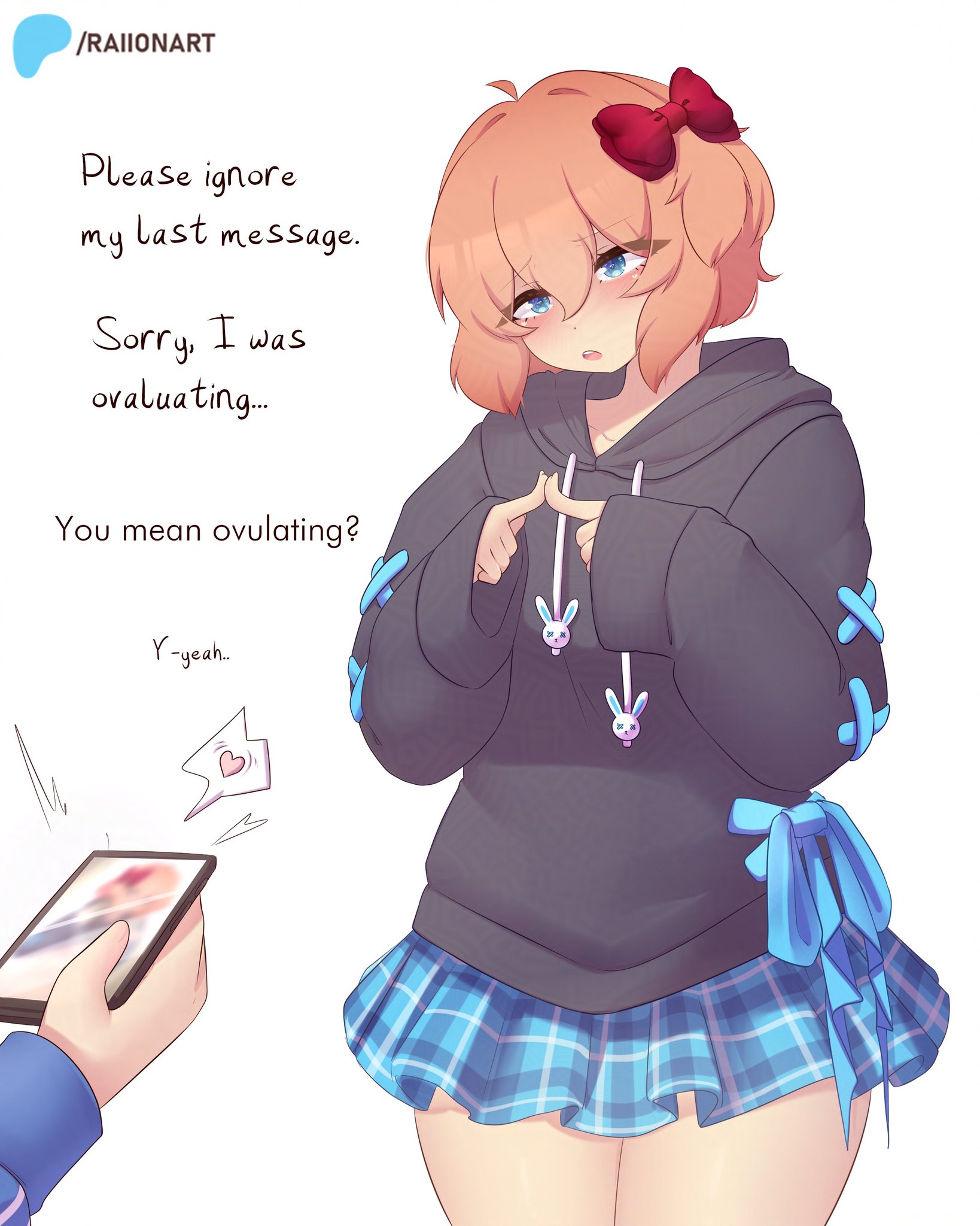 clothed female, doki doki literature club, embarrassed, ovulating, ovulation, raionart, regret, sayori (doki doki literature club)