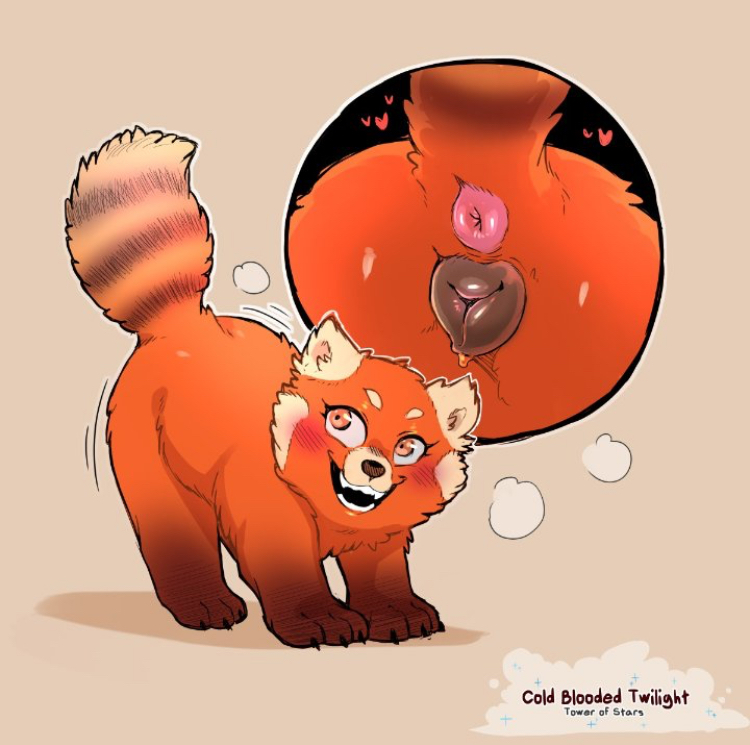 animal genitalia, animal pussy, anthro, asian female, canine pussy, cold-blooded-twilight, disney, female, furry, mei lee, pixar, pussy, red fur, red panda, turning red