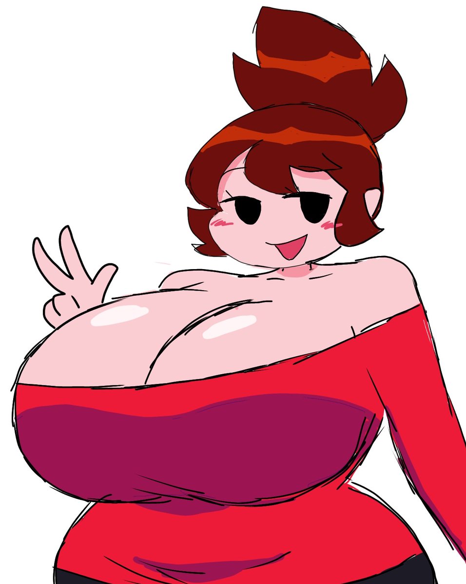 1girls, alt girlfriend (readraws), auburn hair, big boobs, big breasts, breasts, female, friday night funkin, girlfriend (friday night funkin), jpg, large breasts, momiji (artist), tagme, twitter link