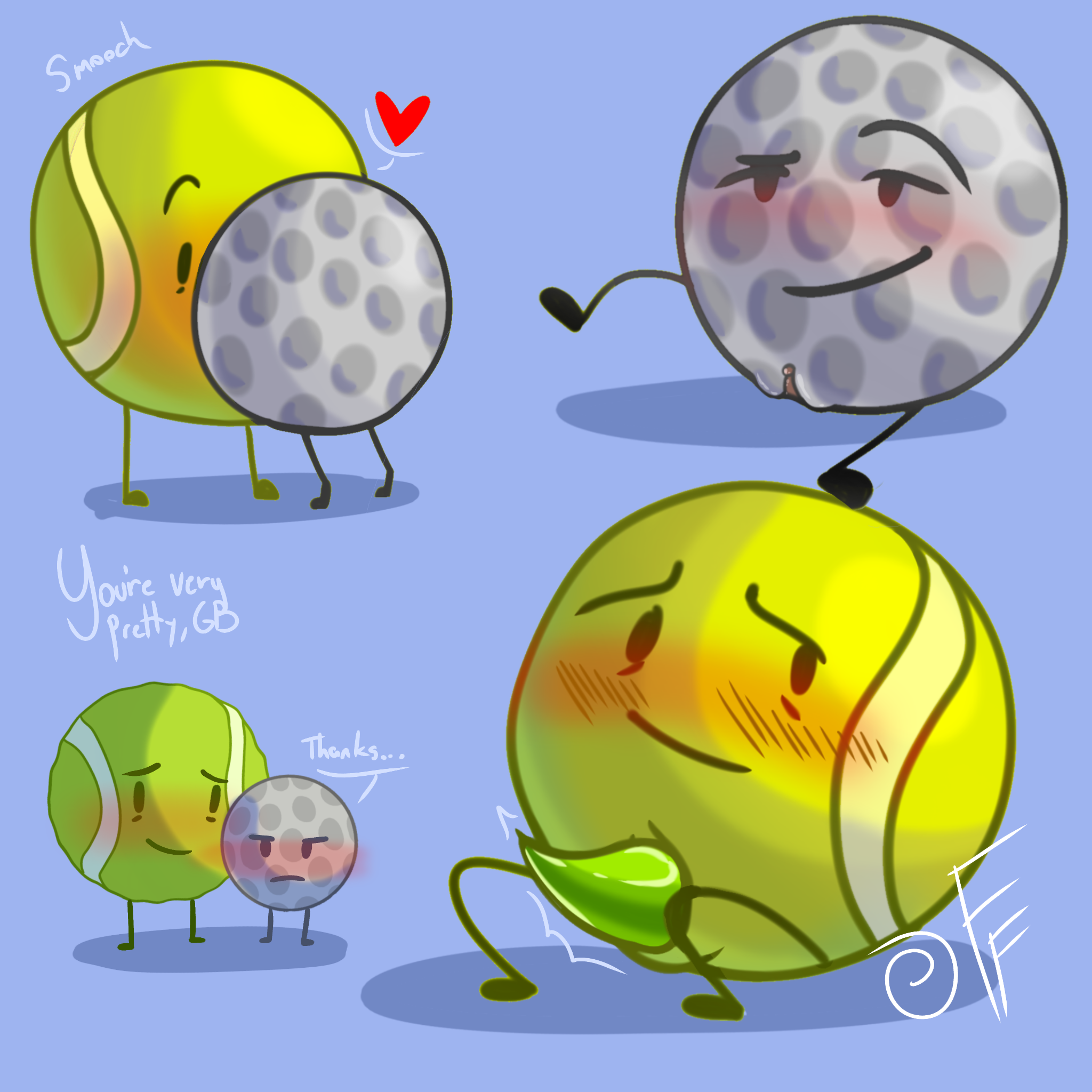 1boy, 1girls, 2d, 2d (artwork), battle for dream island, bfb, bfdi, bfdia, blush, boner, clitoris, cock, cute, digital drawing (artwork), embarrassed, erection, female, fizzyfox (artist), friends with benefits, golf ball, golf ball (bfdi), kissing, male, male/female, nervous, object shows, penis, presenting, presenting penis, presenting pussy, pussy, smirk, tennis ball, tennis ball (bfdi), tpot