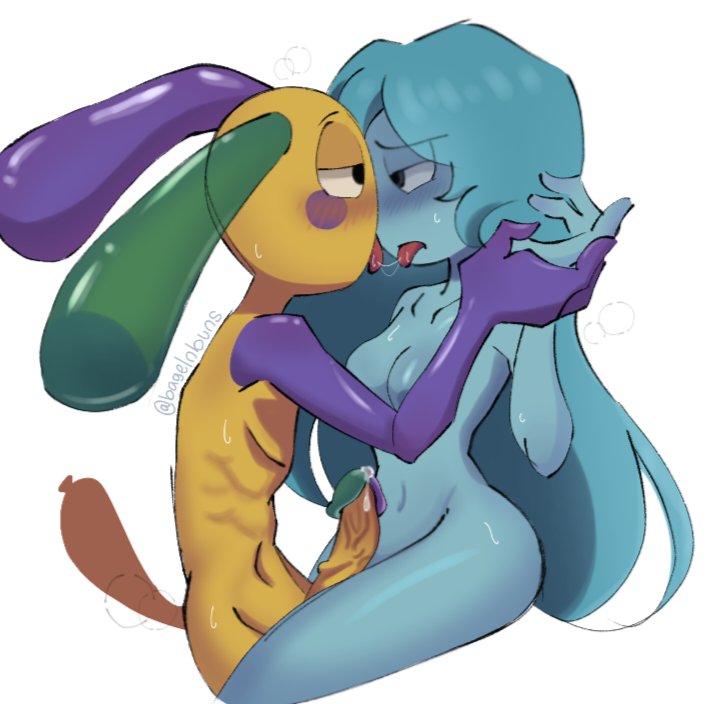 bagelnbuns, connie (dandy's world), dandy's world, dick, hard on, kaeso approved, looey (dandy's world), making out, male, penis, roblox, underweight