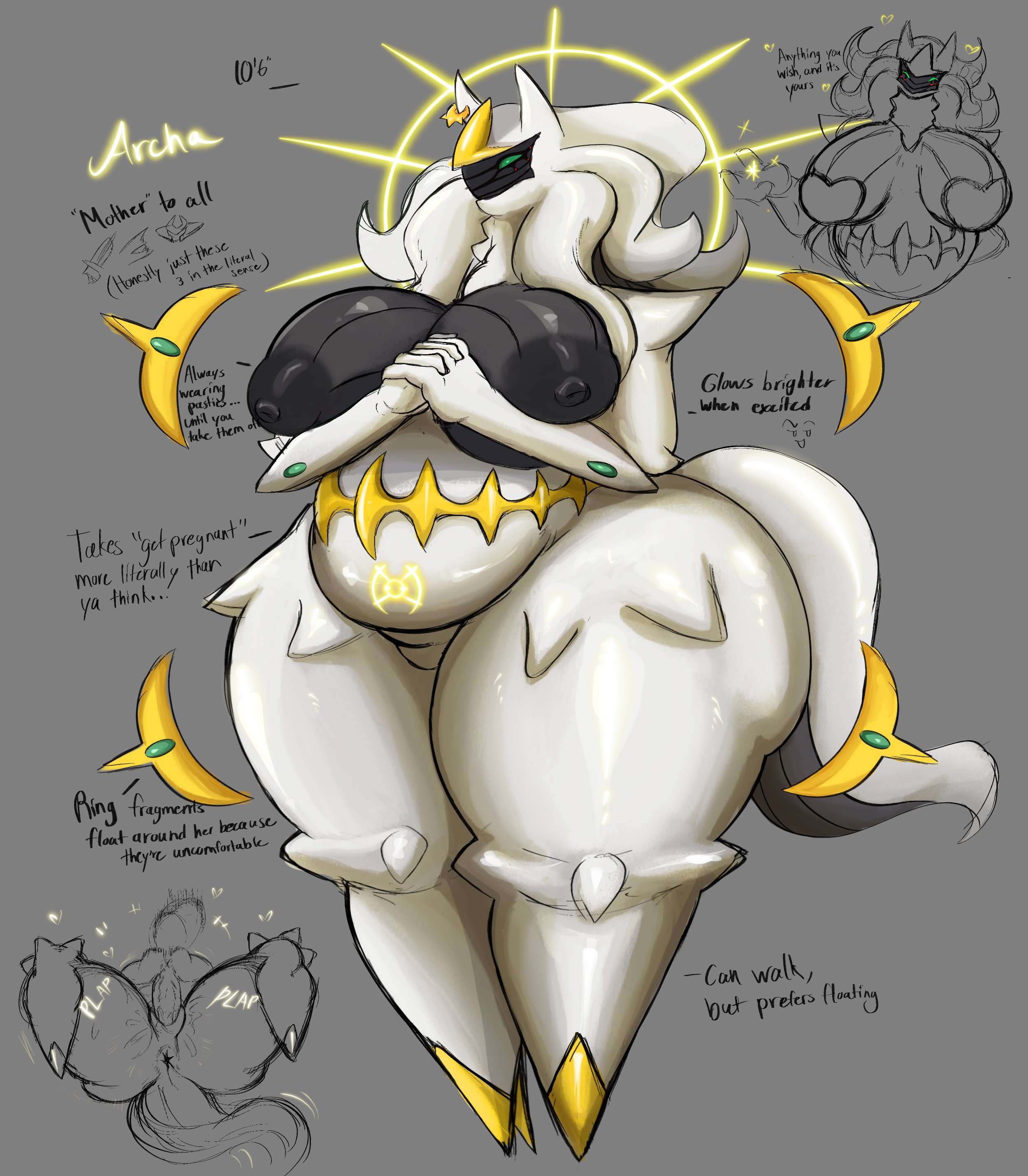1girls, anthro, arceus, ass, breasts, chubby, chubby female, female, female only, gigantic ass, huge ass, huge breasts, pokemon, schmuckless, solo, solo female, standing, text, thick thighs, thunder thighs