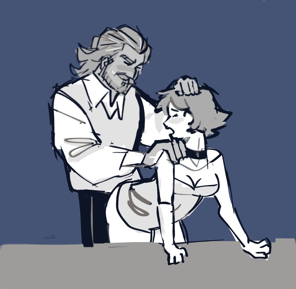 age difference, character request, crying, date everything, female, grey hair, hair pull, keith (date everything), male, older male, older male and younger female, older penetrating younger, overstimulation, silver fox, sketch, tan skin, tears