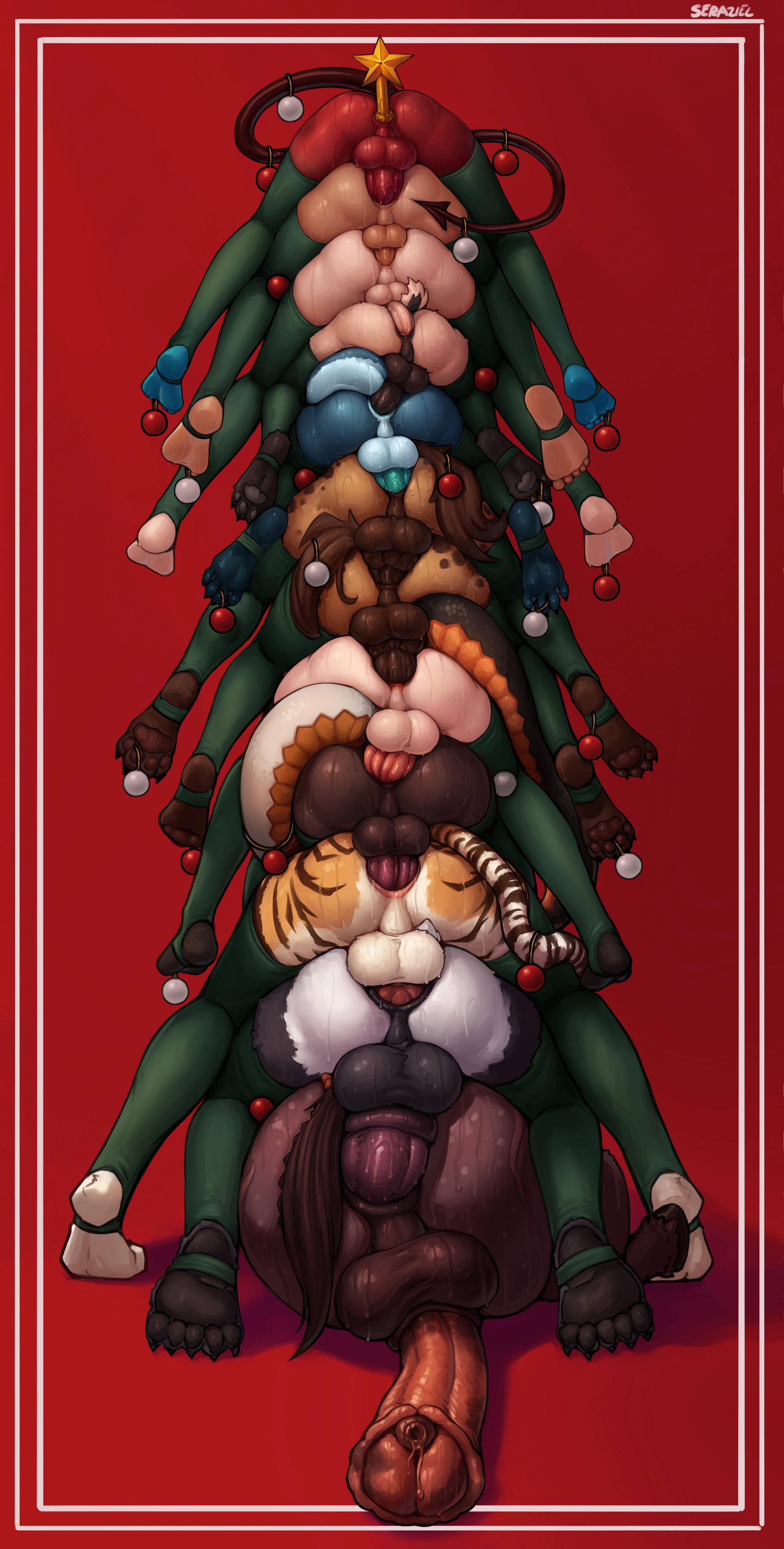alma (seraziel), alternate version at source, alternate version available, animal penis, ass stack, bryn (seraziel), chino (seraziel), chloe (seraziel), choco sarina (seraziel), christmas, christmas tree position, chu (seraziel), clyde (seraziel), gira (seraziel), group sex, horsecock, klara (seraziel), original character, penis size difference, sarina (seraziel), sera (seraziel), seraziel, stacked, tagme, zel (seraziel)