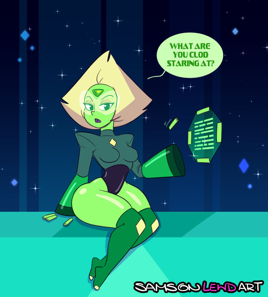 1girls big_thighs blonde_hair breasts clothed_female computer_screen dialogue female_focus female_only gem gem_(species) green_body green_outfit green_skin green_socks hologram looking_at_viewer peridot_(steven_universe) robotic_arms samson_00 shiny_skin shortstack shoulder_pads sitting sitting_on_bench solo solo_female solo_focus steven_universe talking_to_viewer thick_thighs yellow-tinted_eyewear yellow_hair