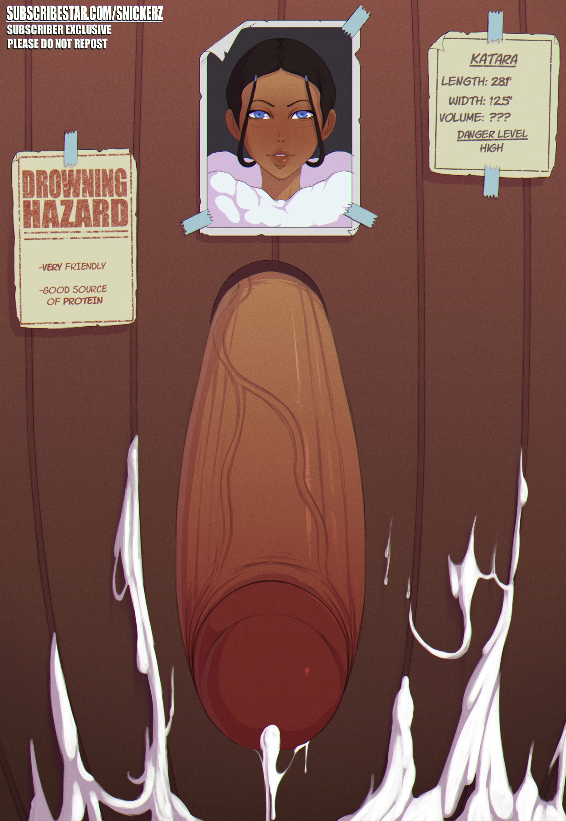 1futa, avatar the last airbender, big penis, black hair, cock pointing towards viewer, cum, dark skin, dark-skinned futa, english text, erection, excessive cum, foreskin, foreskin folds, futa only, futanari, glory hole, huge cock, human, hyper penis, implied futa, intersex, katara, penis, photo, picture frame, presenting penis, retracted foreskin, snickerz, solo, taker pov, text, through wall, uncircumcised, uncut, veiny penis
