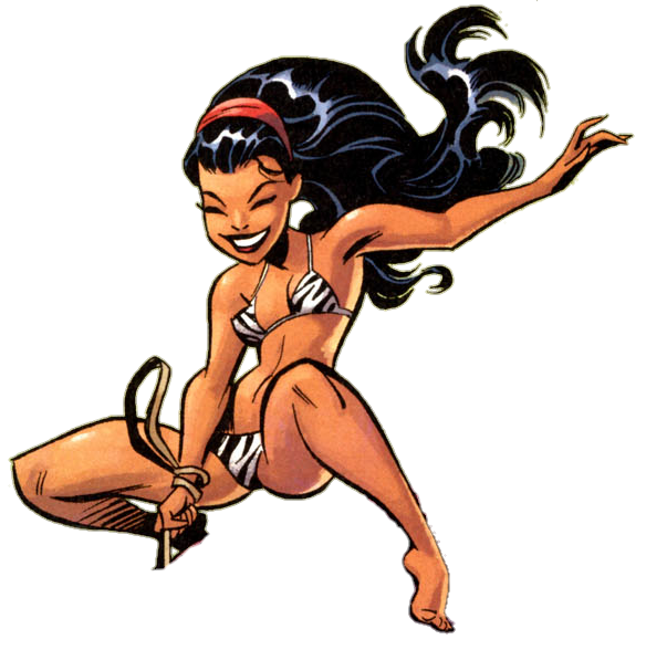 bikini black_hair bruce_timm jungle_girl tanned_skin tesla_strong tom_strong's_terrific_tales zebra_print