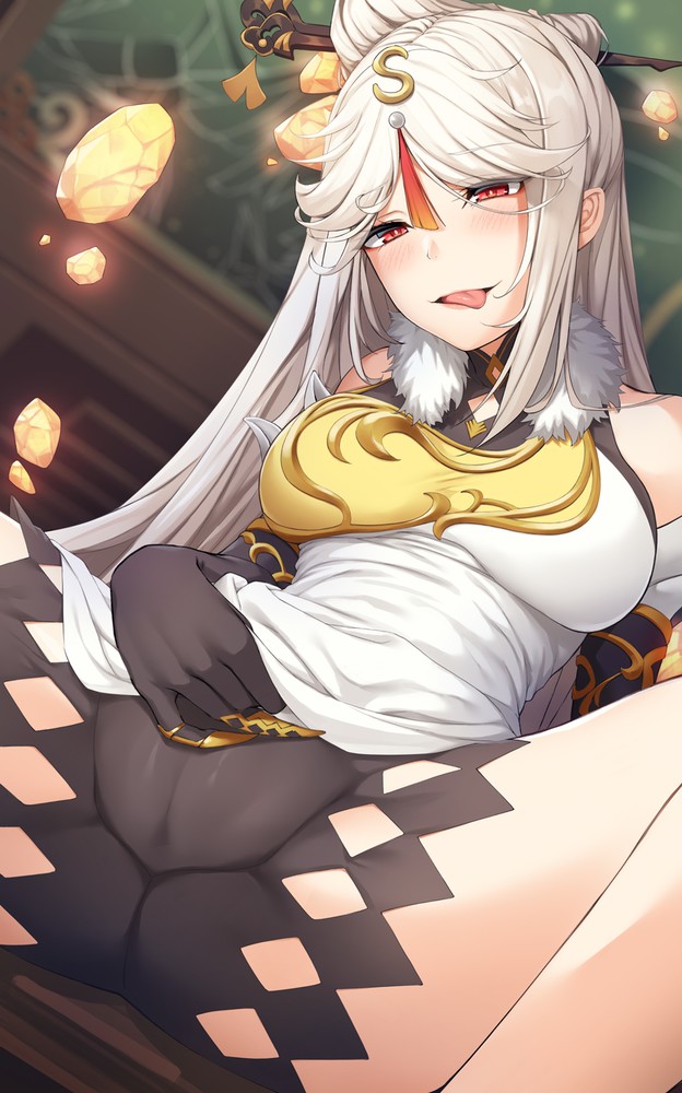 female, fully clothed, genshin impact, ningguang (genshin impact), pussy, pussy visible through clothes, tagme