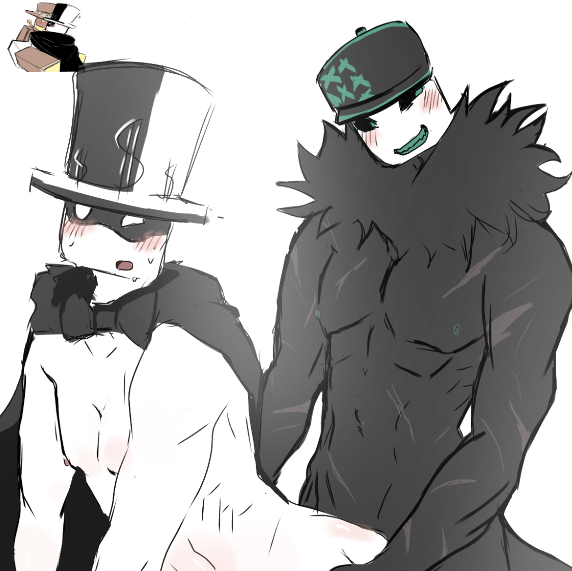 2boys, artful (die of death), artistry (die of death), bling pursuer (die of death), blushing, body scars, buff, buff men, die of death (roblox), fur, gay, gay anal, gay domination, gay male, gay sex, hot, making out, male, mlm, monster, monster boy, monster fucker, monster on human, muscles, nipples, penis, penis in ass, pursuer (die of death), sexy, smiling, smiling at partner, tixful (die of death), yaoi