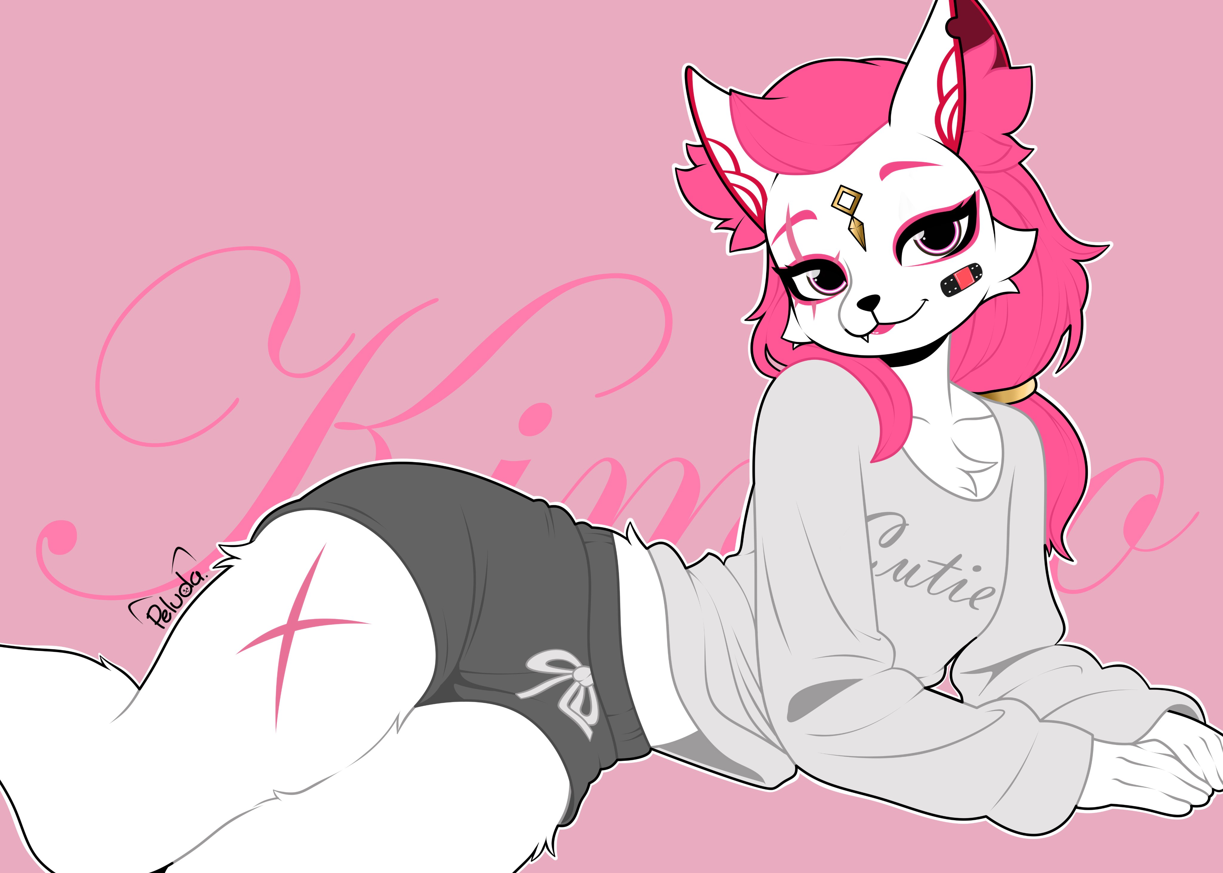 animal ears, animal tail, big thighs, breasts, clothing, curvaceous, curvaceous female, curvaceous figure, female, female focus, female only, fortnite, fortnite: battle royale, furry, furry female, furry only, kimiko (fortnite), kimiko five tails, kimiko five-tails, long hair, long legs, looking at viewer, peluda, pink hair, small breasts, white fur