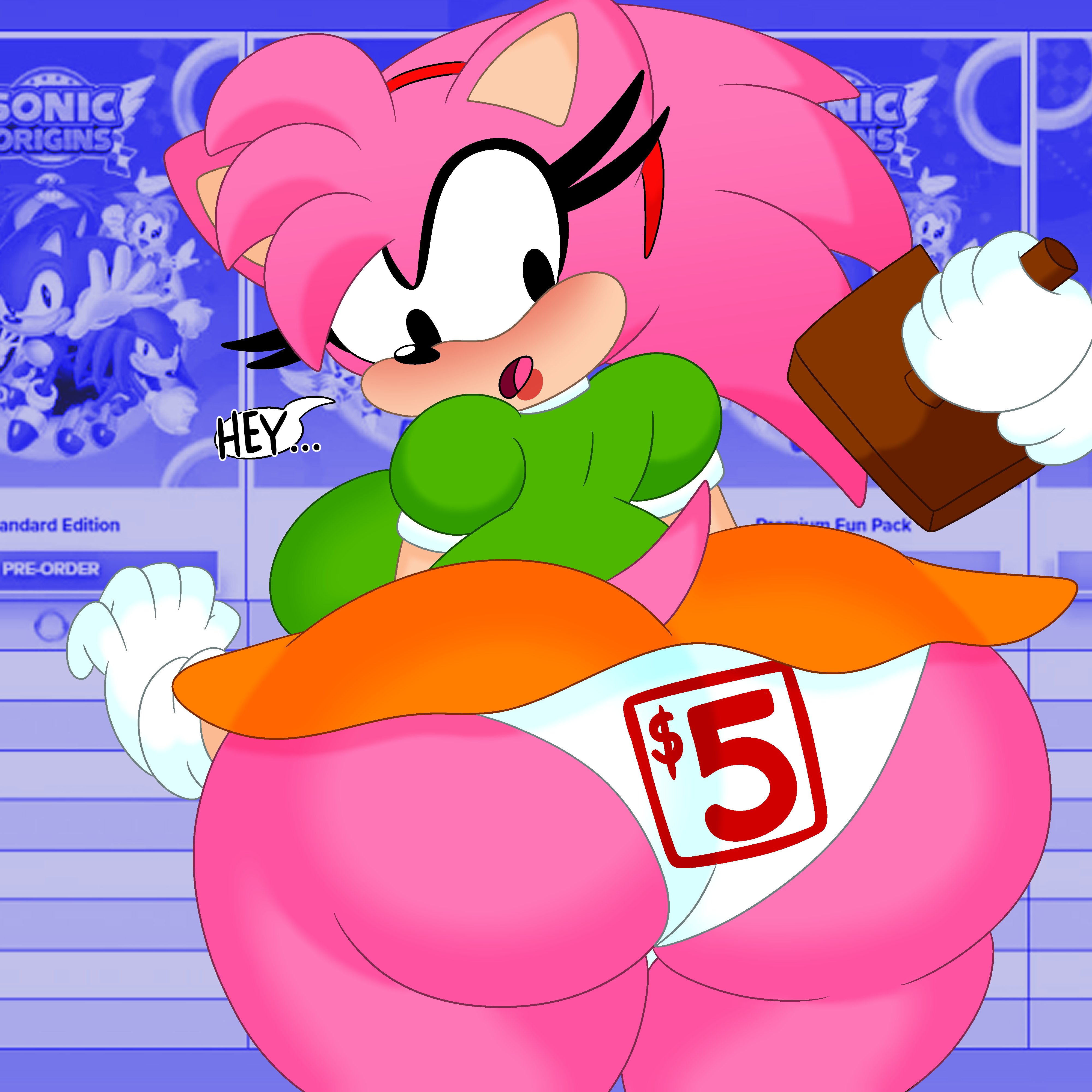 3barts, amy rose, ass focus, bubble ass, bubble butt, classic amy rose, huge ass, no sex, panties, price, sonic (series), sonic origins, stamp