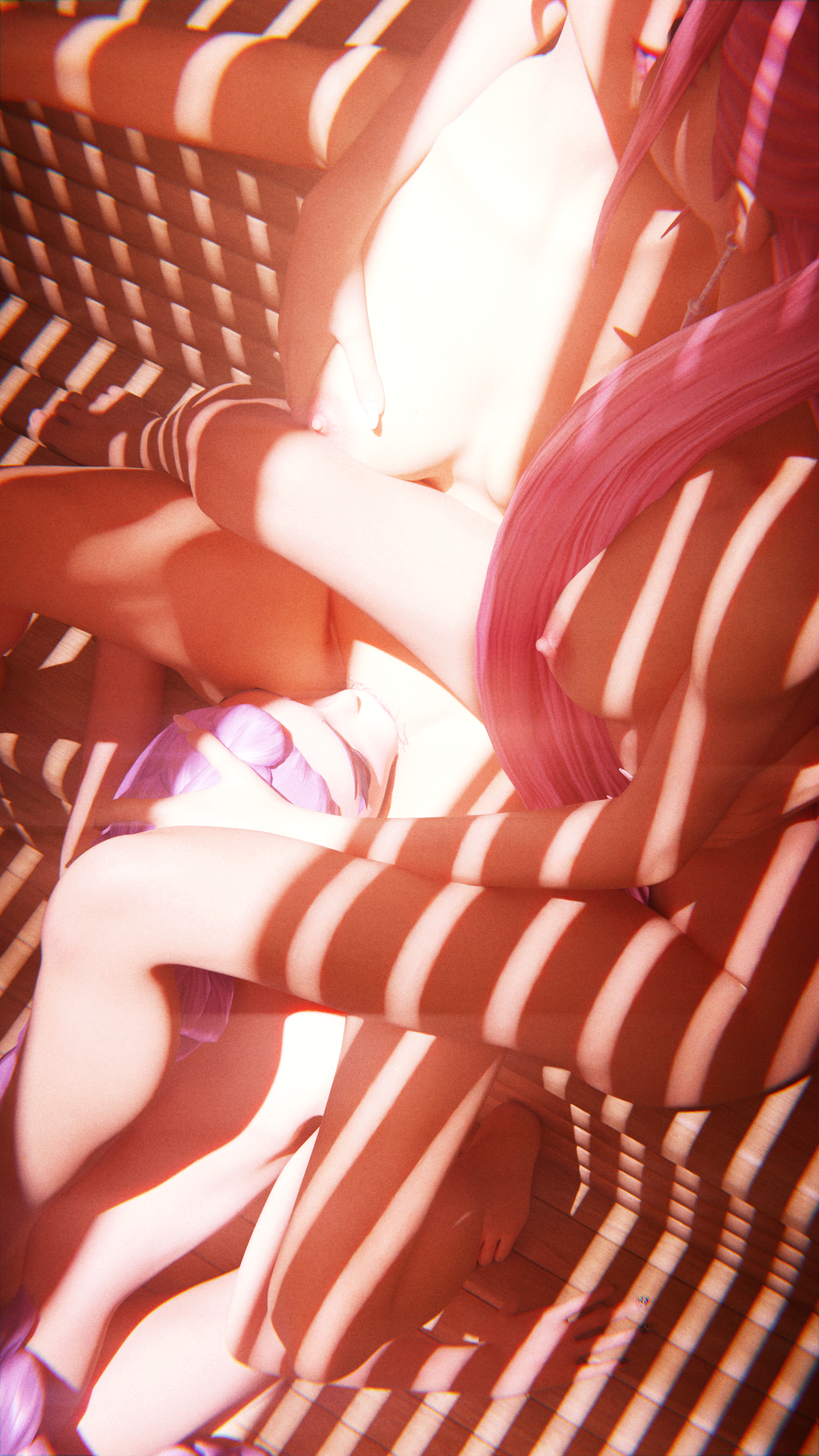 3d, 3girls, blender, breasts, completely nude, cunnilingus, earrings, eating pussy, feet, female, female only, female pubic hair, female/female, fff threesome, hand on breast, hand on head, kpop demon hunters, lesbian domination, lesbian kiss, lesbian sex, lesbian threesome, mira (kpop demon hunters), multiple females, multiple girls, nude, nude female, oral, oral sex, pink hair, pink pubic hair, pink-haired female, polytrix, pubic hair, pussy, rough oral, rumi (kpop demon hunters), spread legs, threesome, yazz 3d, yuri, zoey (kpop demon hunters)