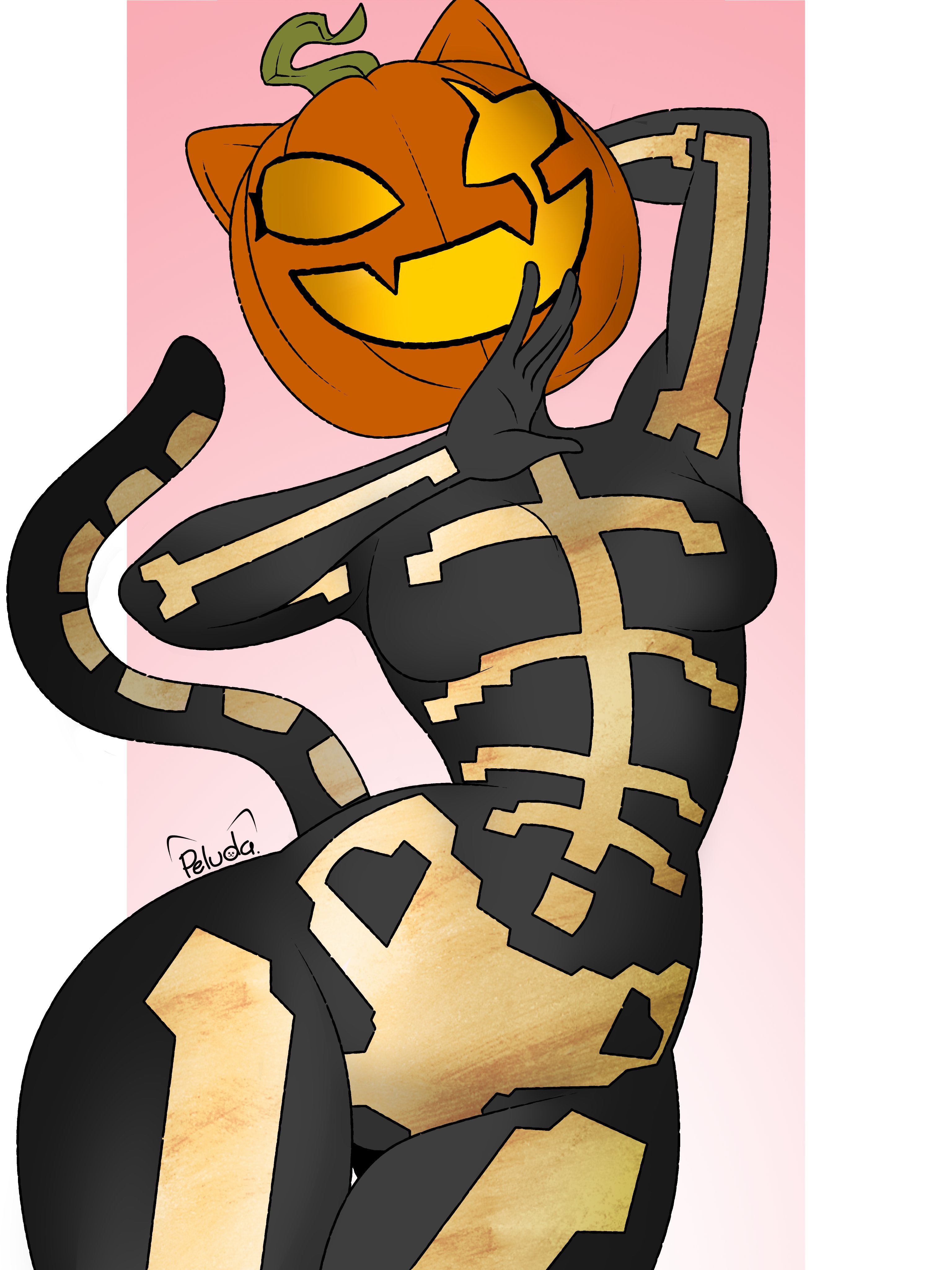 1girls, 2025, 2025s, anthro, anthro female, anthrofied, big ass, big breasts, big butt, big titties, black body, black skin, breasts, cat, cat ears, cat girl, cat humanoid, cat tail, catgirl, clothing, curvaceous, curvaceous female, curvaceous figure, curvy, curvy figure, curvy hips, digital art, digital drawing, digital drawing (artwork), digital media, digital media (artwork), digital painting, digital painting (artwork), domestic cat, epic games, felid, feline, felis, female, female anthro, female focus, female only, fortnite, fortnite: battle royale, furry, furry female, glowing eyes, halloween, halloween 2025, highres, holidays, mammal, orange ears, orange eyes, orange head, peluda, pumpkin, pumpkin head, scary smile, skeleton (marking), skeleton costume, skeleton markings, smile, smiling, smiling at viewer, solo, solo female, solo focus, spice (fortnite), spooky, standing, tail, thick thighs, thighs, video games, wide hips
