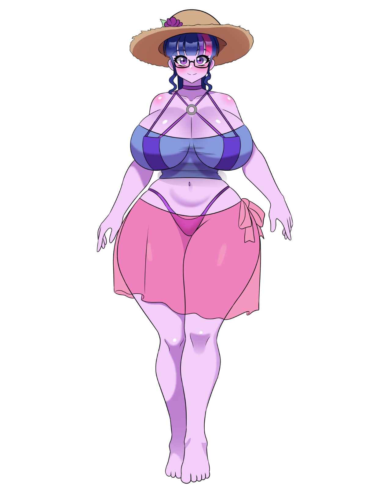 1girls, big breasts, big thighs, big titties, bikini, breasts, curvaceous, curvaceous female, curvaceous figure, curvy, curvy figure, curvy hips, equestria girls, female, female focus, female only, friendship is magic, glasses, hasbro, long hair, looking at viewer, masterdestroyzj, my little pony, ponytail, princess twilight sparkle (mlp), purple body, purple hair, sci-twi, thick thighs, twilight sparkle (eg), twilight sparkle (mlp), wide hips