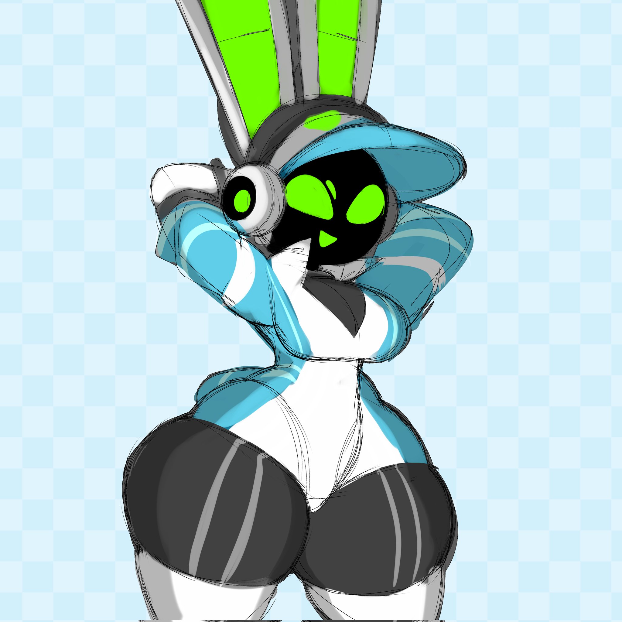 1girls, 2025, big ass, big butt, big thighs, breasts, bunny ears, clothing, female, female only, fromariels, furry, hyper, hyper thighs, medium breasts, project turboblast, rabbit ears, robot, robot girl, screen face, tempo (project turboblast), thick thighs, thighs, wide hips