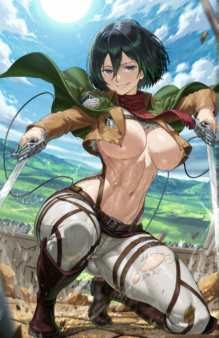 1girls, ai generated, big breasts, breasts, female, female focus, female only, floresai, huge ass, huge butt, mikasa ackerman, patreon, patreon url, patreon username, thick thighs, voluptuous, wide hips
