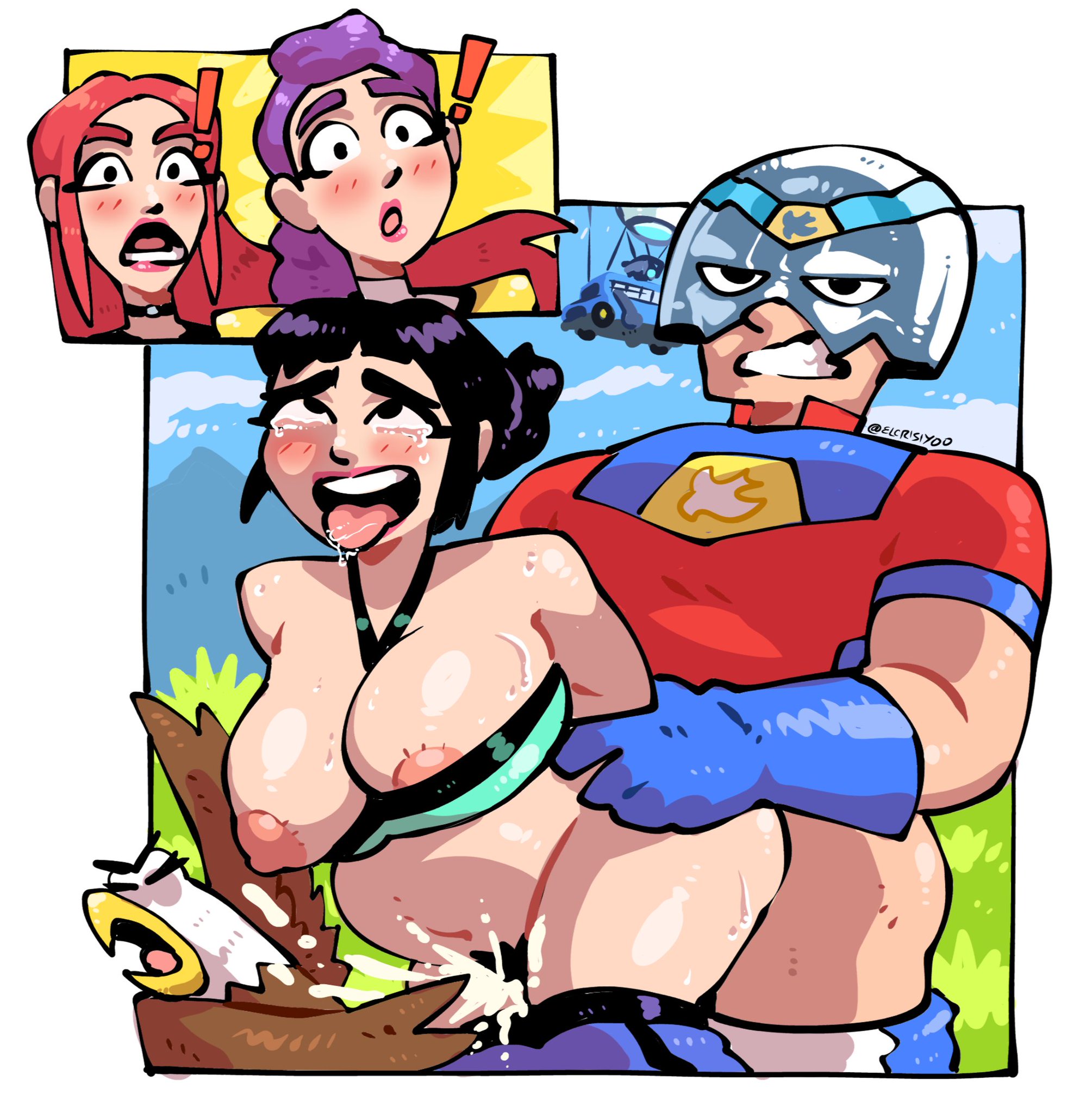 1boy, 3girls, ahe gao, ahegao, ahegao face, backshots, big nipples, big thighs, big titties, black hair, blush, blushing, breasts, captured, captured heroine, crisiyotron, crossover, crying, crying with eyes open, cum, cum drip, cum explosion, cum in pussy, cum in uterus, cum inflated belly, cum inside, cumflated belly, cumflation, cumplosion, curvaceous, curvaceous female, curvaceous figure, curvy, curvy figure, curvy hips, dc, dc comics, dcu, defeated, defeated heroine, ejaculation, elcrisiyoo, epic games, eyes rolling back, female, female humiliation, fortnite, fortnite: battle royale, grabbing from behind, hairy pussy, impregnation, impregnation attempt, inflation, korean, korean female, kpop demon hunters, long hair, male, mira (kpop demon hunters), nipples, open mouth, pants down, peacemaker (superhero), peacemaker (tv series), penetration, penis, pink hair, pubic hair, public nudity, public sex, purple hair, pussy, rumi (kpop demon hunters), sex, short hair, stomach bulge, surprised, surprised expression, sweating, tears, tongue out, vaginal penetration, vaginal sex, zoey (kpop demon hunters)