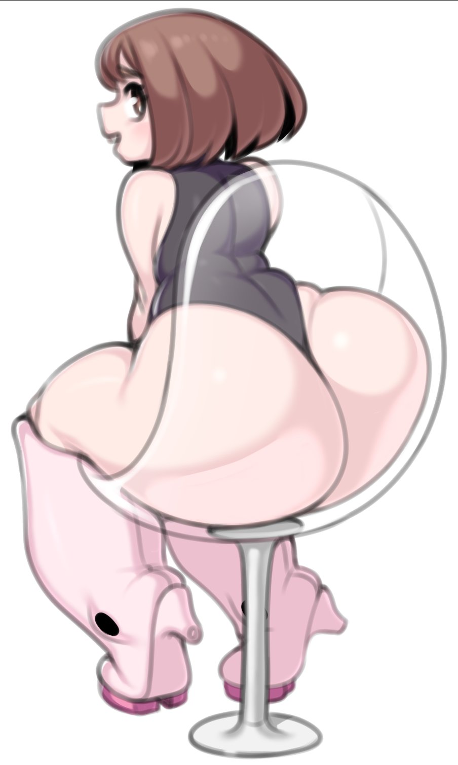 1girls, 2025, 2d, 2d (artwork), 2d artwork, ass, ass bigger than head, ass bigger than torso, ass cleavage, ass focus, back view, bangs, bare shoulders, big ass, big butt, big hips, big thighs, boku no hero academia, breasts, brown eyes, brown hair, bubble butt, butt cleavage, butt focus, clothed, clothed female, clothing, curvaceous, curvaceous female, curvaceous figure, curves, curvy, curvy body, curvy female, curvy figure, curvy hips, curvy thighs, female, female only, gigantic ass, gigantic butt, hi res, high heel boots, high heels, highres, hourglass figure, huge ass, huge butt, large ass, large butt, large hips, light skin, light-skinned female, looking back, medium hair, my hero academia, ochako uraraka, onaeane, one-piece swimsuit, rear view, round ass, round butt, see-through, see-through chair, short hair, smooth skin, solo, solo female, swimsuit, swimwear, thick, thick ass, thick hips, thick legs, thick thighs, thigh high boots, thigh highs, thighhigh boots, thighhighs, thighs, translucent chair, uraraka ochako, voluptuous, voluptuous female, white background, wide hips