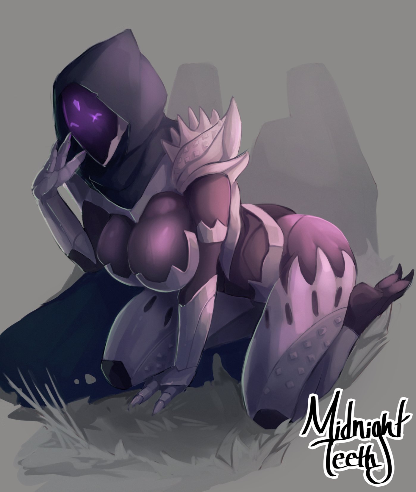 1girls, alien, alien girl, alien humanoid, ass, big breasts, breasts, cleavage, destiny (game), destiny 2, female, hive (destiny), lucent hive, midnight teeth, multi eye, purple eyes, shalathok
