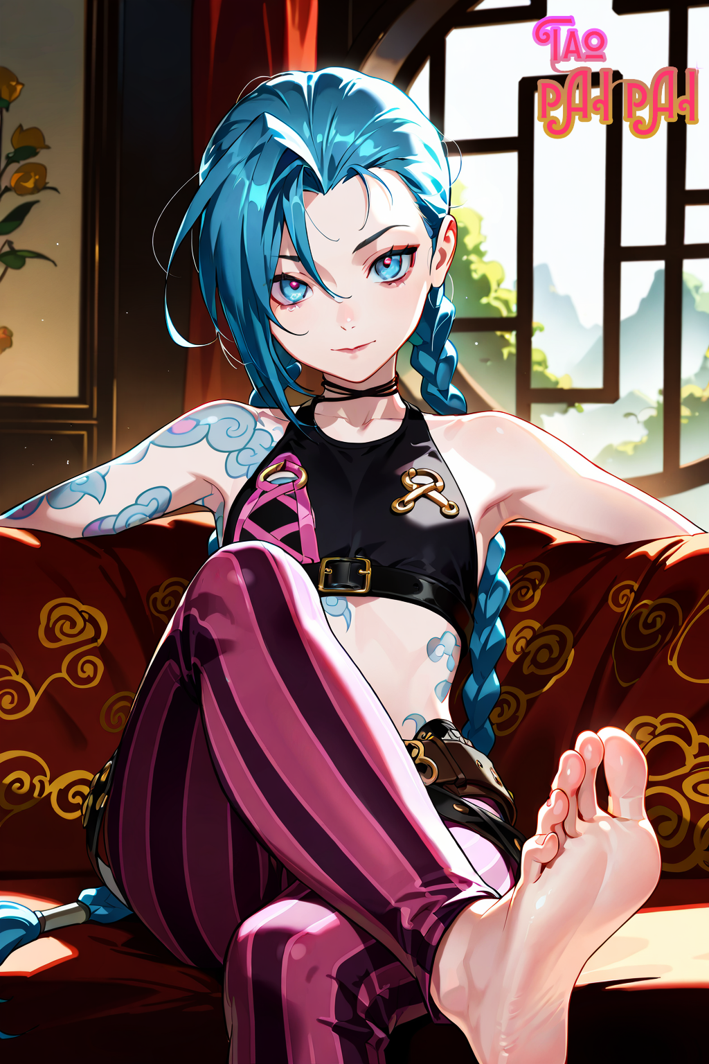 ai_generated barefoot feet foot_fetish jinx_(league_of_legends) league_of_legends taopaipai1