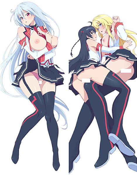 2girls 3girls ass between_breasts black_clothes black_hair black_legwear blonde_hair blue_eyes blush boots braid breasts censored chidorigafuchi_aine clothes_lift clothes_pull clothing detached_sleeves female footwear full_body garter_straps gloves himekawa_hayuru huge_ass large_breasts legwear long_hair looking_at_viewer lying masou_gakuen_hxh multiple_girls necktie nipples pantsu pink_panties red_eyes school_uniform shirt simple_background skirt skirt_lift smile thigh_boots thighhighs underwear uniform very_long_hair white_background white_hair yurishia_farandole