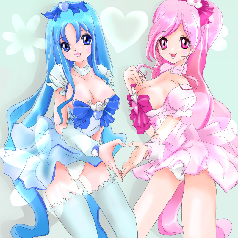 bow clothing cure_blossom cure_marine dress erika_kurumi heartcatch_pretty_cure! large_breasts magical_girl panties pretty_cure teruchan tsubomi_hanasaki