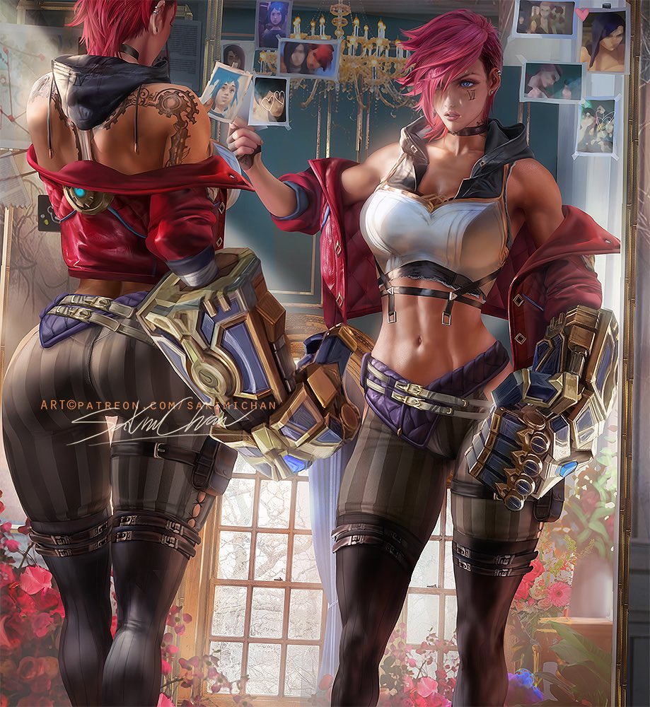 abs, arcane, arcane vi, ass, ass focus, big ass, big breasts, big butt, big hips, big thighs, breasts, cleavage, clothed, clothed female, female, female focus, female only, hourglass figure, huge ass, huge breasts, huge butt, huge hips, huge thighs, large ass, large breasts, large butt, league of legends, mechanical arm, muscles, muscular, muscular female, sakimichan, tattoos, vi, wide hips
