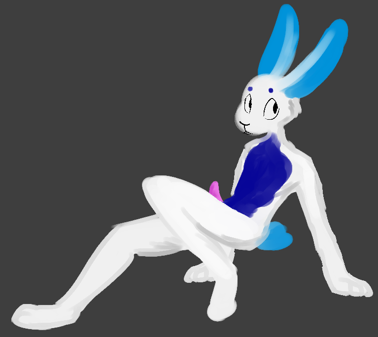 2020 animal_genitalia animal_humanoid anthro blue_body blue_fur fur genitals girly grey_background halvid9508 humanoid lagomorph lagomorph_humanoid leporid long_ears long_legs looking_at_viewer lying male mammal mammal_humanoid naturally_censored penis pink_penis portrait presenting rabbit simple_background sitting slim solo starbound tip video_games white_body white_fur