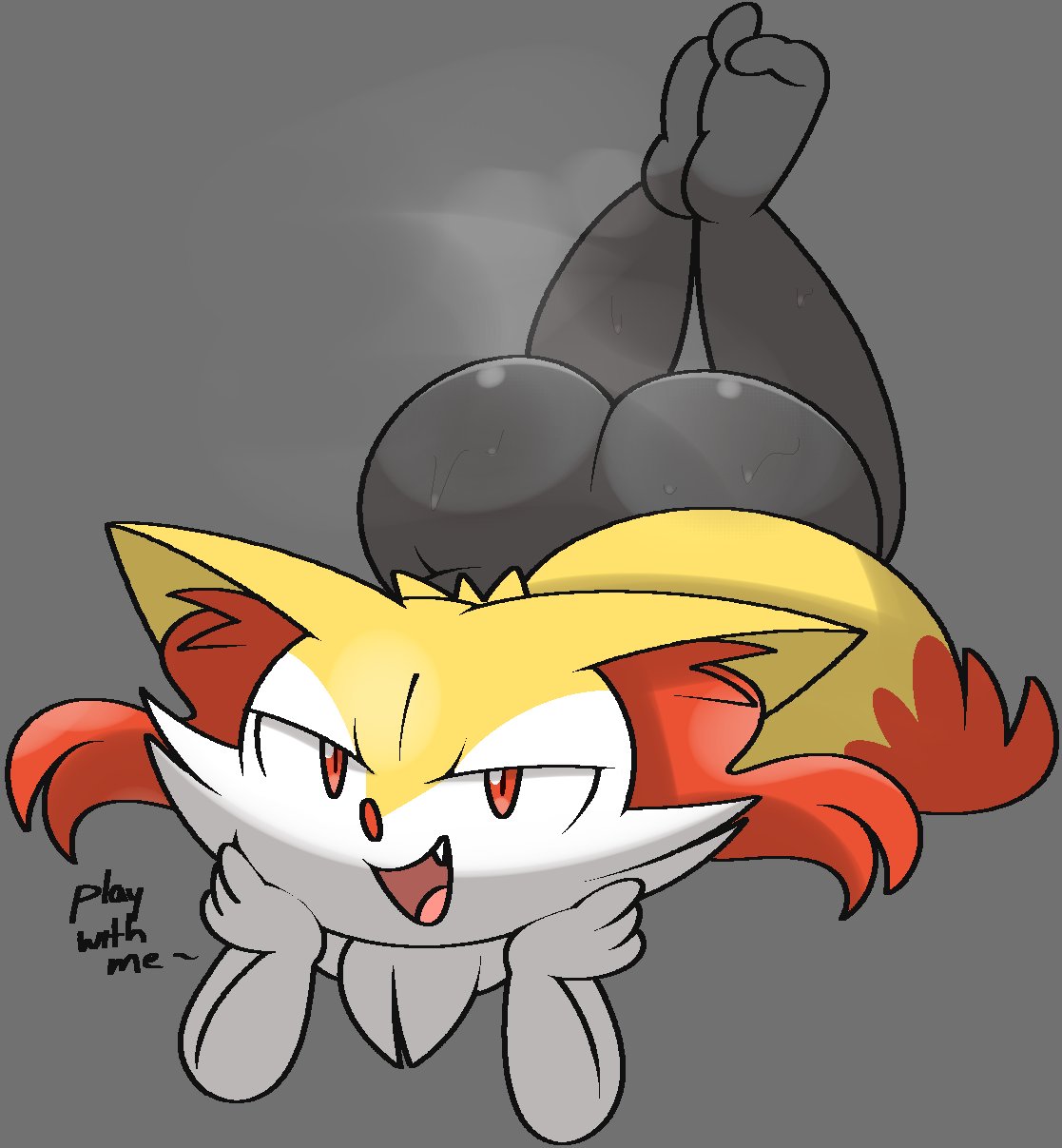 anthro ass_up big_butt bottomless braixen bubble_butt butt_crack feet_up fox lay laying_down looking_at_viewer pokémon_(species) pokemon pokemon_(species) red_eyes simple_background steam sweat sweaty sweaty_butt vilepluff