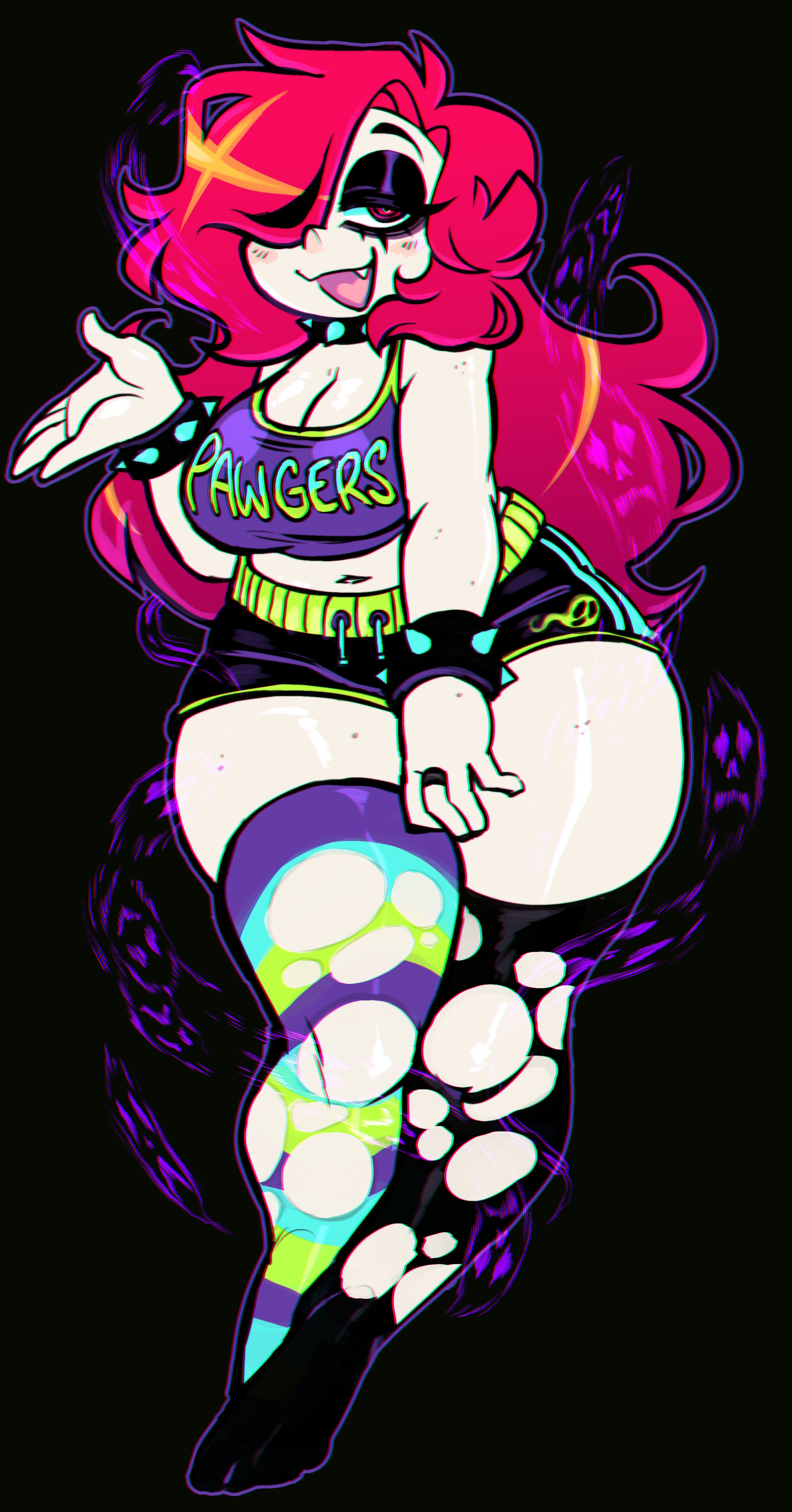1girls, big breasts, booty shorts, breasts, female, female only, goth, goth girl, hair over one eye, long hair, long red hair, red eyes, red hair, thick thighs, thigh high stockings, thighhighs, thighs, toon michaela, toxicsoul77, whore eyes