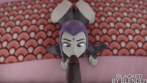 1boy, 1girls, 3d, 3d (artwork), all fours, ass, bent over, big penis, black penis, blackedblender, bottomless, censored, dark skin, dark-skinned male, dc, dc comics, female, happy, huge cock, huge penis, interracial, kissing, kissing penis, large penis, long penis, male, male/female, mosaic censoring, naked, nude, nude female, penis, penis out, purple eyes, purple hair, rachel roth, raven (dc), short hair, smile, smiling, straight, suit, teen titans, thick penis