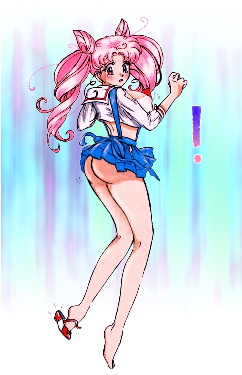 1girls aged_up ass ass_focus ass_growth ass_shot bamboo_shoot_bun big_ass big_breasts bishoujo_senshi_sailor_moon breast_growth breasts chibi_usa clothing double_bun edit erect_nipples female_only grown_up growth large_breasts legs looking_back motion_blur motion_lines pink_hair pleated_skirt school_uniform schoolgirl seifuku short_skirt skirt solo solo_female spectra22 torn_clothes torn_clothing traditional_media twintails upskirt