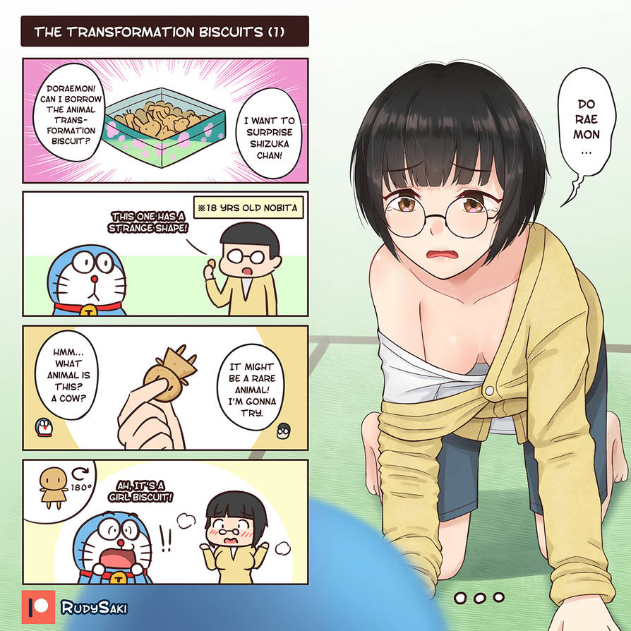 clothed doraemon doraemon_(character) gender_transformation mtf_transformation nobita_nobi rudy_saki rule_63 transformation tsf_4-koma