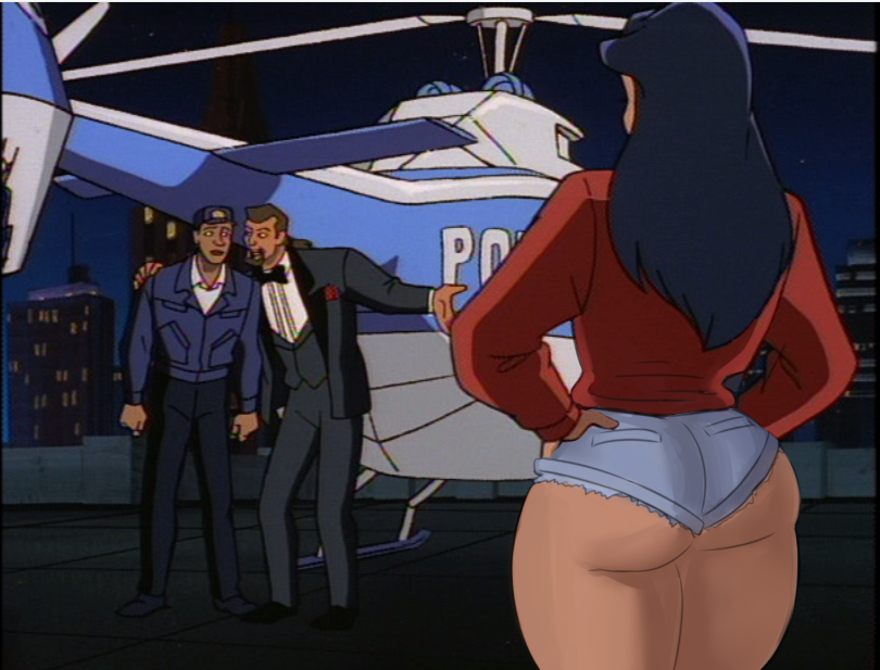 2d back_view david_xanatos diklonius disney edit elisa_maza female gargoyles huge_ass male/female round_ass screenshot_edit shorts thick_ass thick_thighs viewed_from_behind voluptuous wide_hips