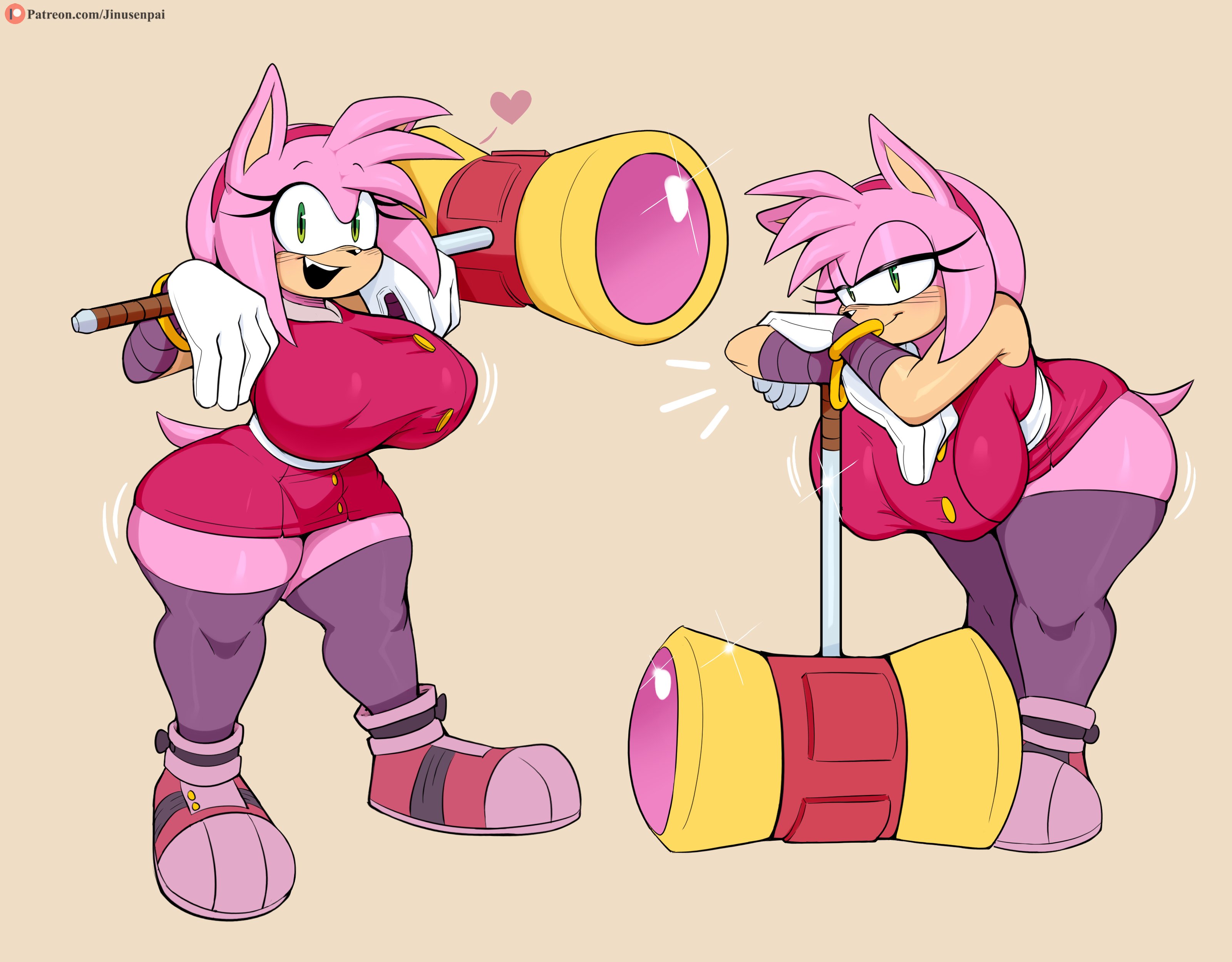1girls, aged up, amy rose, amy rose (boom), animal ears, anthro, ass, big breasts, breasts, curvaceous, curvy, female, female focus, furry, green eyes, hedgehog, hips, huge ass, jinu, large breasts, looking at viewer, patreon, pink fur, pink hair, sega, short hair, simple background, solo, solo female, sonic (series), sonic boom, sonic the hedgehog (series), tail, thick thighs, thighhighs, thighs, voluptuous, watermark, wide hips