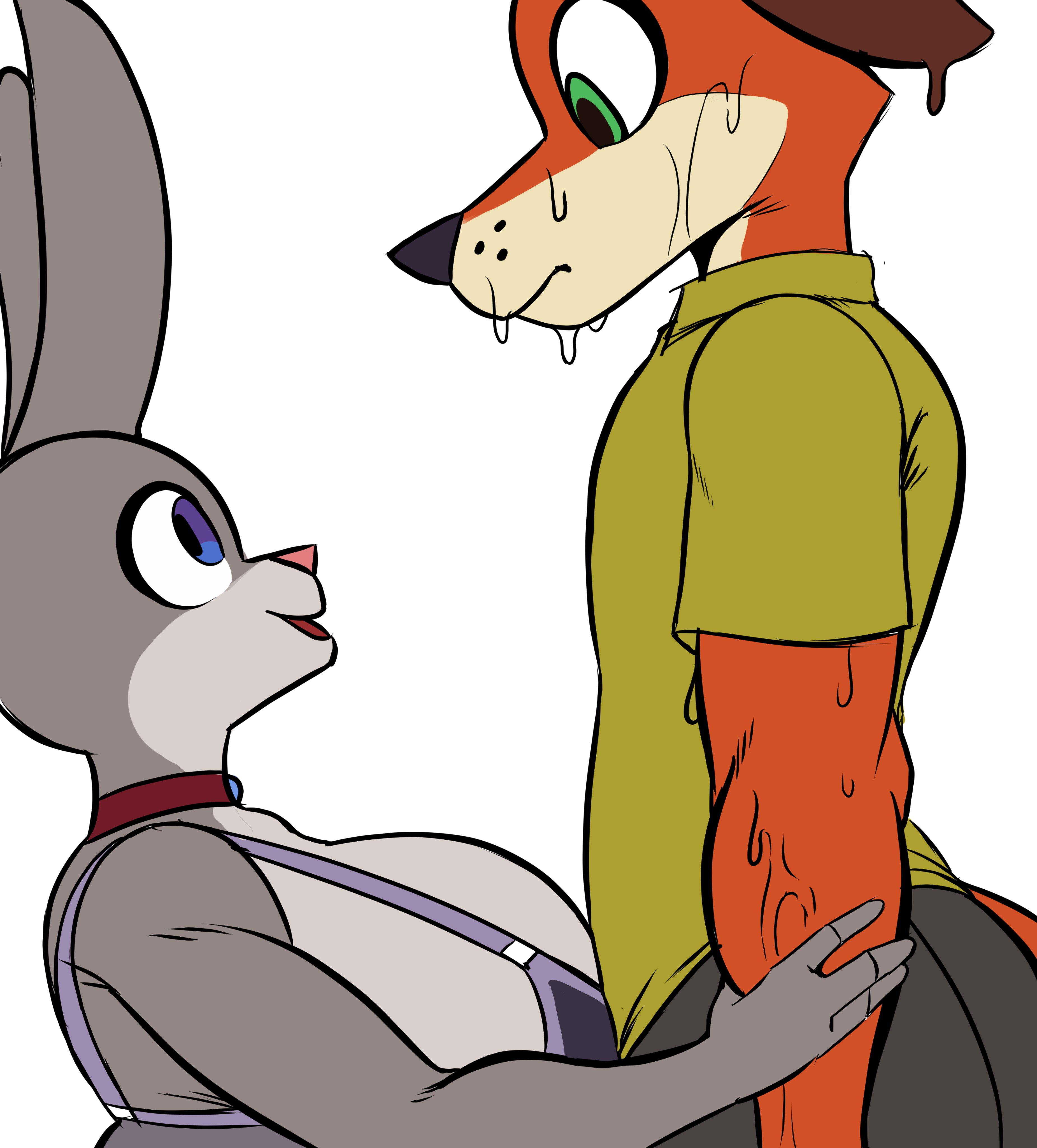 absurd res, anthro, babydoll, belly, big breasts, bodily fluids, bonnie hopps, breast squish, breasts, canid, canine, clothed, clothing, daughters boyfriend, digital media (artwork), disney, duo, female, fox, girlfriend's mother, hi res, huge breasts, in-lawcest, isolatedartest, lagomorph, large breasts, leporid, looking at another, male, male/female, mammal, mature anthro, mature female, mother and daughters boyfriend, mother-in-law, mother-in-law and son-in-law, nick wilde, nightgown, rabbit, simple background, solo, son-in-law, squish, standing, sweat, white background, zootopia, zootropolis