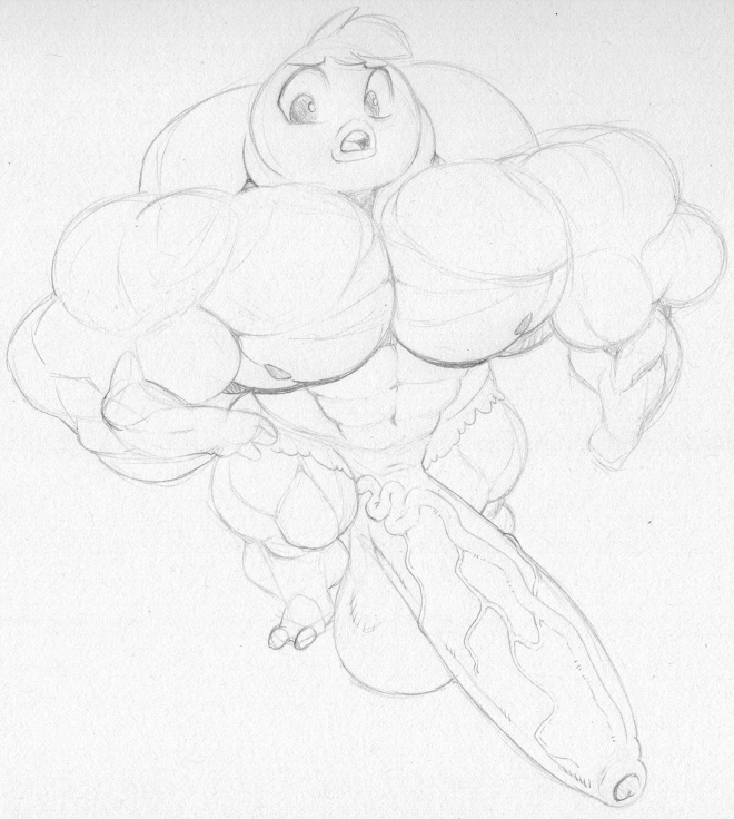 2021 2_toes abs anthro avian balls big_muscles bird feet genitals harvey_beaks harvey_beaks_(character) harvey_beaks_(series) huge_muscles male monochrome muscular muscular_male nipples non-mammal_balls open_mouth penis sbshouseofpancakes toes traditional_media_(artwork) vein veiny_penis young