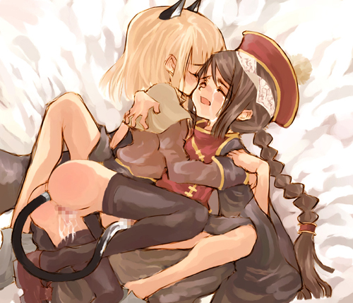 2girls acolyte anal anal_insertion animal_ears butt_plug_tail buttplug buttplug_tail cat_ears censored female geung_si jiangshi lowres masturbation multiple_girls munak no_panties ooyari_ashito oyari_ashito pussy_juice ragnarok_online tail tail_masturbation tail_play tears thighhighs yuri