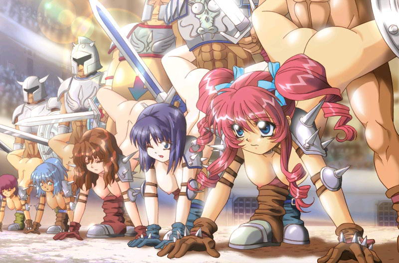 5boys 5girls abs arena arm_support armor arrow_(symbol) artist_request ass audience bangs blue_eyes blue_gloves blue_hair bottomless breastplate breasts brown_gloves brown_hair closed_eyes drill_hair drill_locks everyone fat_man gloves group_sex hanging_breasts helmet hetero ichikawa_sakura kyouno_ichigo large_breasts lineup medium_breasts mizusaki_momo multiple_boys multiple_girls nipples one_eye_closed orgy private_garden private_garden_3 public_indecency public_nudity public_use purple_hair sex shimamura_natsumi sidelocks spread_legs stadium sugimoto_anzu twin_drills wheelbarrow_position wheelbarrow_race