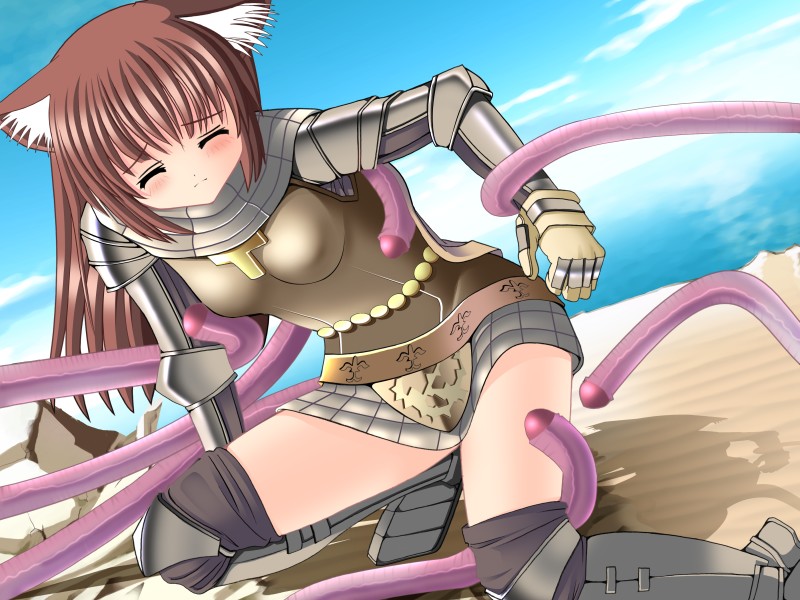 ambiguous_penetration animal_ear blush brown_hair closed_eyes clothing covered_penetration dress female helpless hydra imminent_penetration imminent_rape imminent_sex implied_penetration implied_sex knight knight_(ragnarok_online) long_hair panties ragnarok_online rape restrained sex_under_clothes sex_under_dress solo tentacle tentacle_under_dress tentacles_under_clothes thighhighs underwear