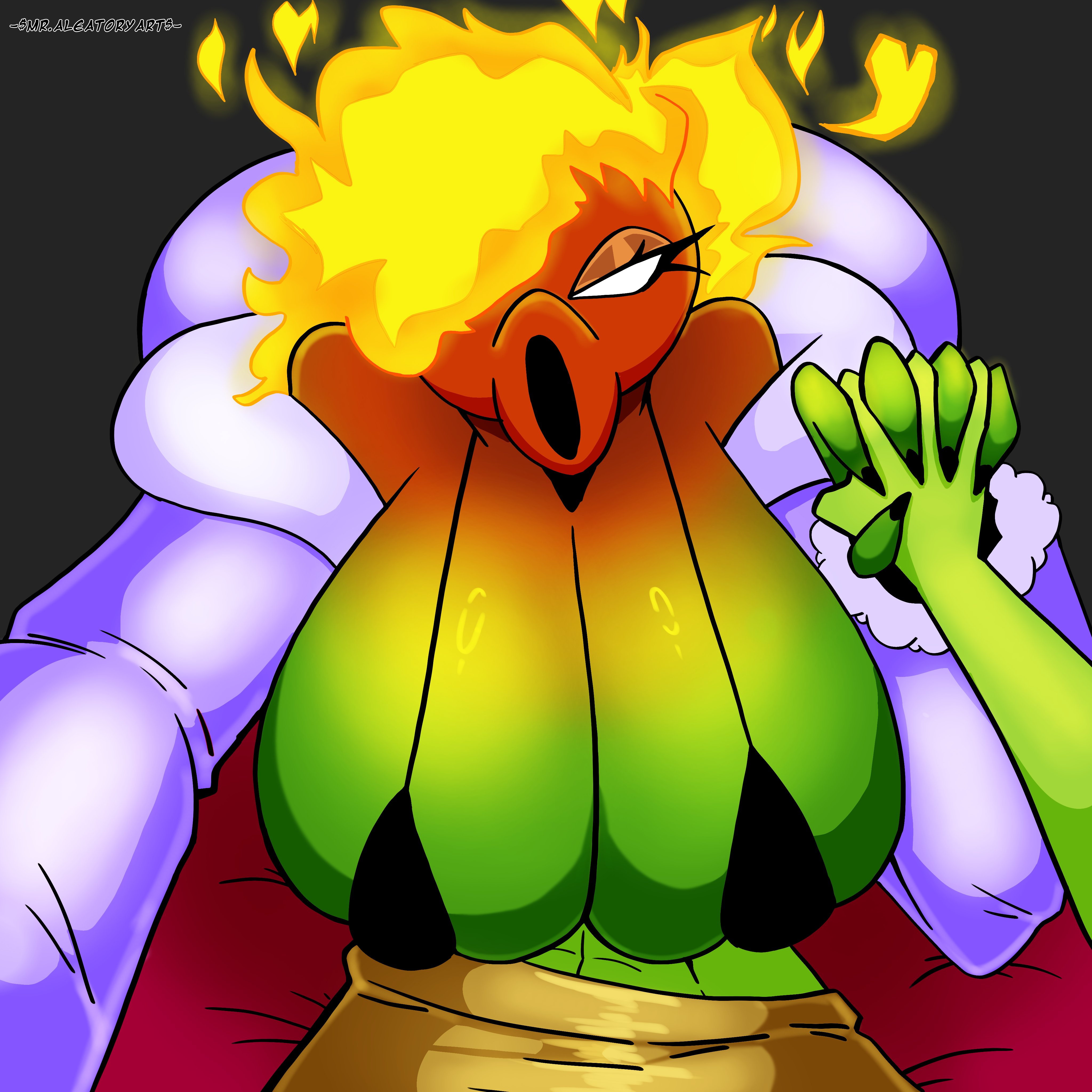 1boy, 1girl, aleatoryddm, anthro, anthro character, breasts, electronic arts, female, fire peashooter (pvz), flora fauna, handholding, holding hands, larger female, male, one eye obstructed, original character, peablaze (leafpaw), peashooter (pvz), plant girl, plant humanoid, plantie, plants vs zombies, popcap, popcap games, pov, pvz, size difference, video game, video game character