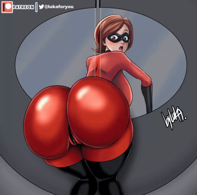 1girls armwear big_ass big_breasts brown_eyes brown_hair cameltoe canonical_scene clothed clothing dat_ass disney domino_mask elastigirl eyewear female female_only footwear handwear helen's_door_predicament helen_parr huge_ass huge_breasts inconvenient_ass legwear light-skinned_female light_skin looking_back lukaforyou mask mature_female milf open_mouth pixar smooth_skin solo solo_female stuck the_incredibles thick_thighs thighhighs through_wall thunder_thighs tight_clothing