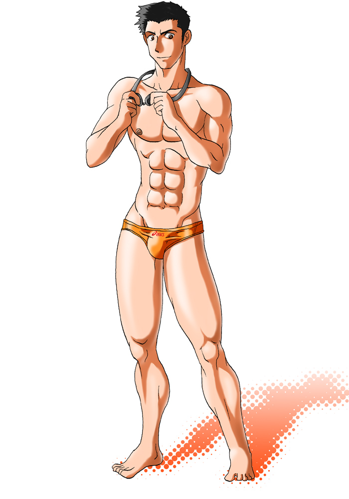 1boy abs goggles goggles_around_neck kosuke_tsuda male_only muscular speedo speedo_only swimmer tagme the_girl_who_leapt_through_time