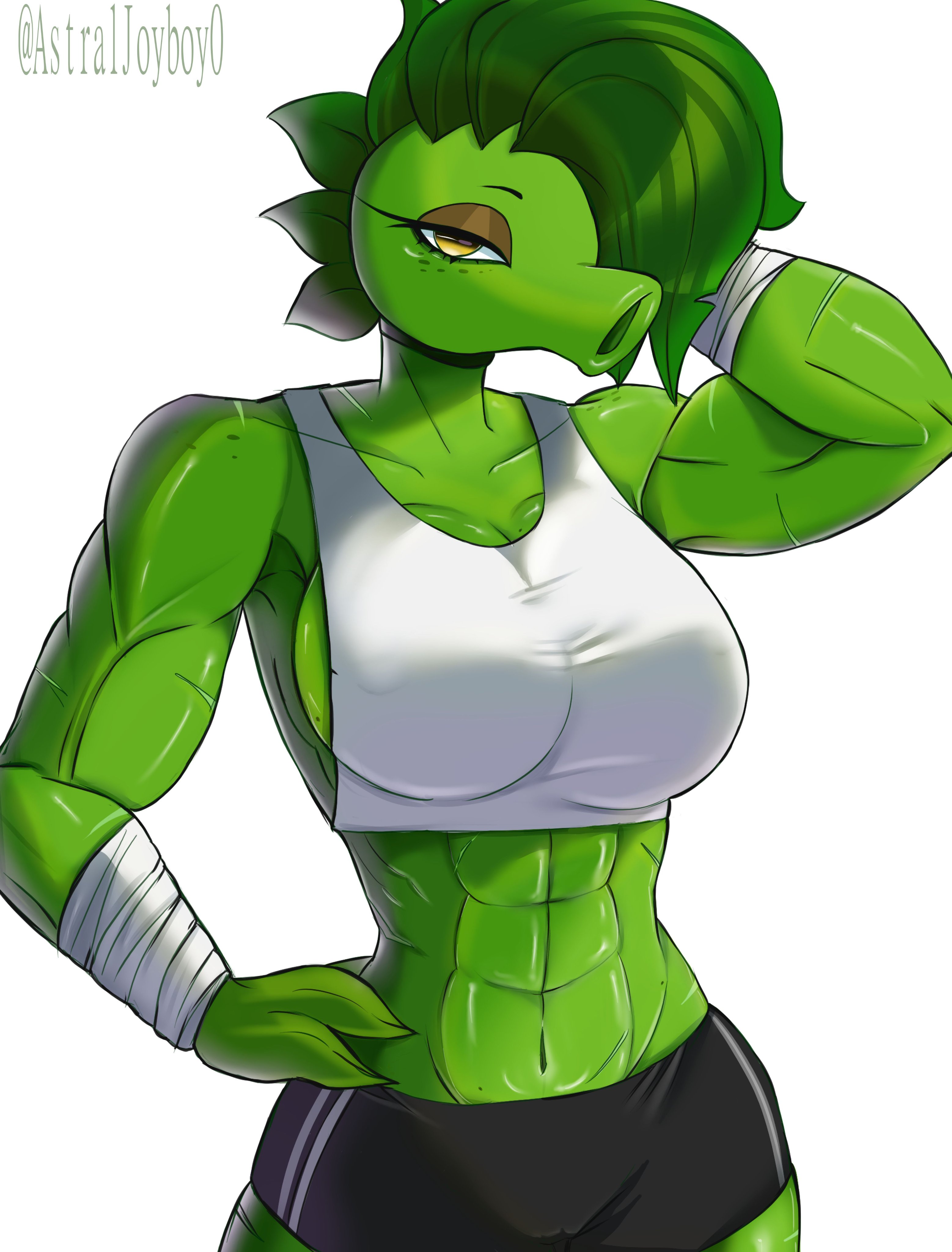 1girl, abs, anthro, anthro character, athletic, athletic body, athletic female, breasts, electronic arts, female, female focus, female only, flora fauna, humanoid, humanoid female, muscles, muscular, muscular arms, muscular female, one eye obstructed, peablaze (leafpaw), peashooter (pvz), plant girl, plant humanoid, plantie, plants vs zombies, popcap, popcap games, pvz, solo, solo female, solo focus, tagme (artist), video game, video game character