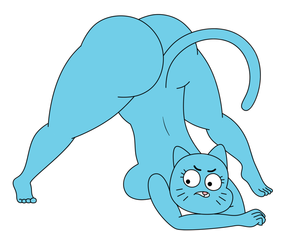 5:4 anthro ass ass_up blue_body blue_fur breasts cartoon_network domestic_cat drreverb felid feline felis female fur jack-o_pose mammal nicole_watterson nude pose simple_background solo the_amazing_world_of_gumball