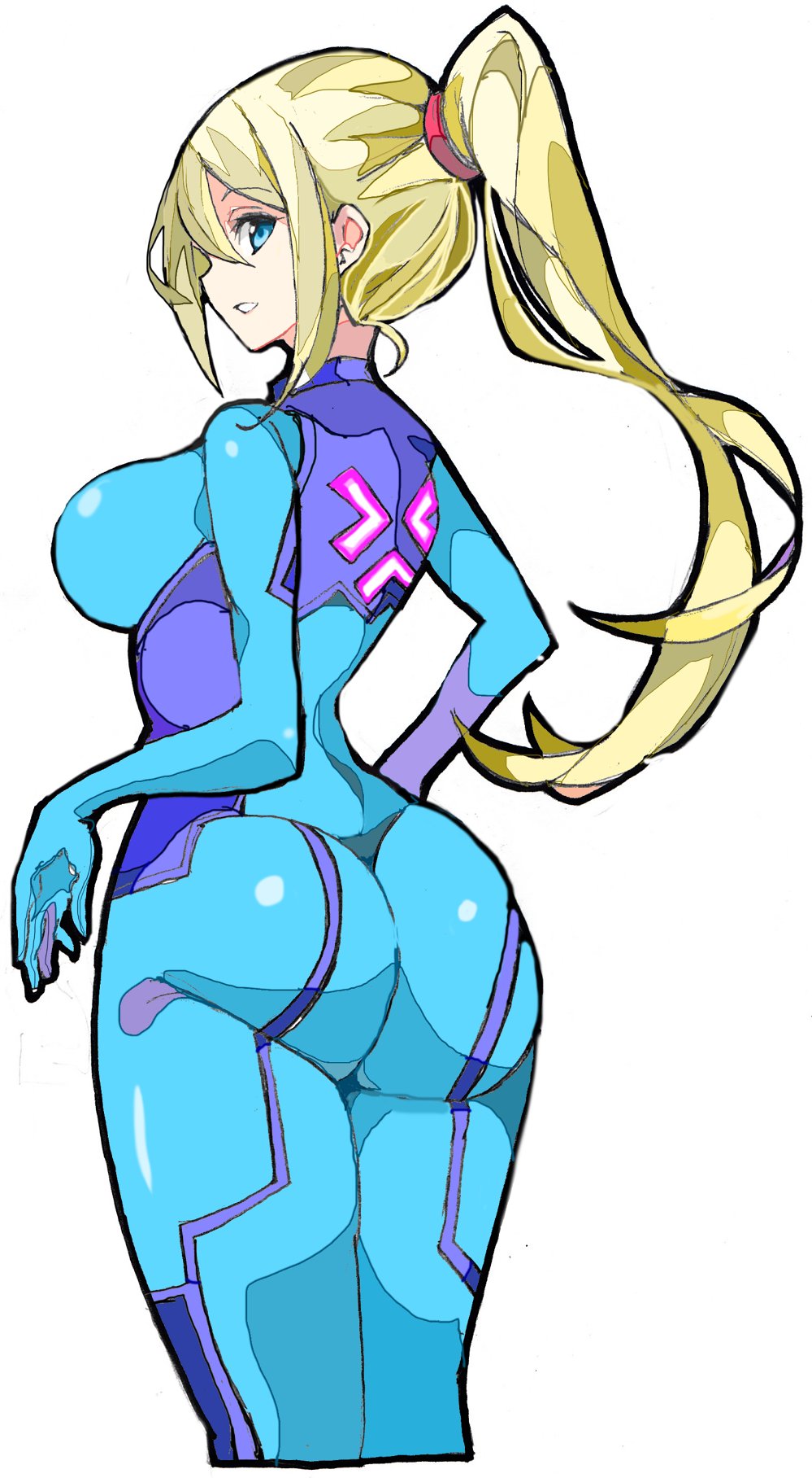 1girls ass butt clothed clothing enpe female metroid nintendo samus_aran sideboob solo tagme