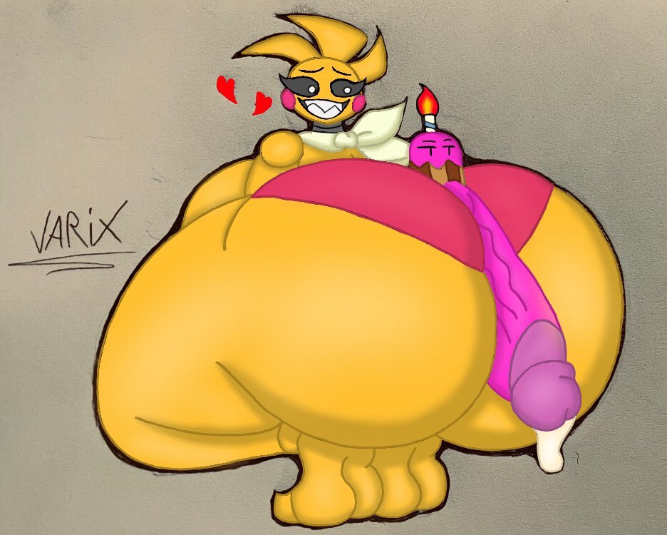 1girls big_ass big_breasts cupcake_(fnaf) five_nights_at_freddy's five_nights_at_freddy's_2 hot_dogging hyper hyper_penis leaking_precum toy_chica_(fnaf) varix veiny_penis